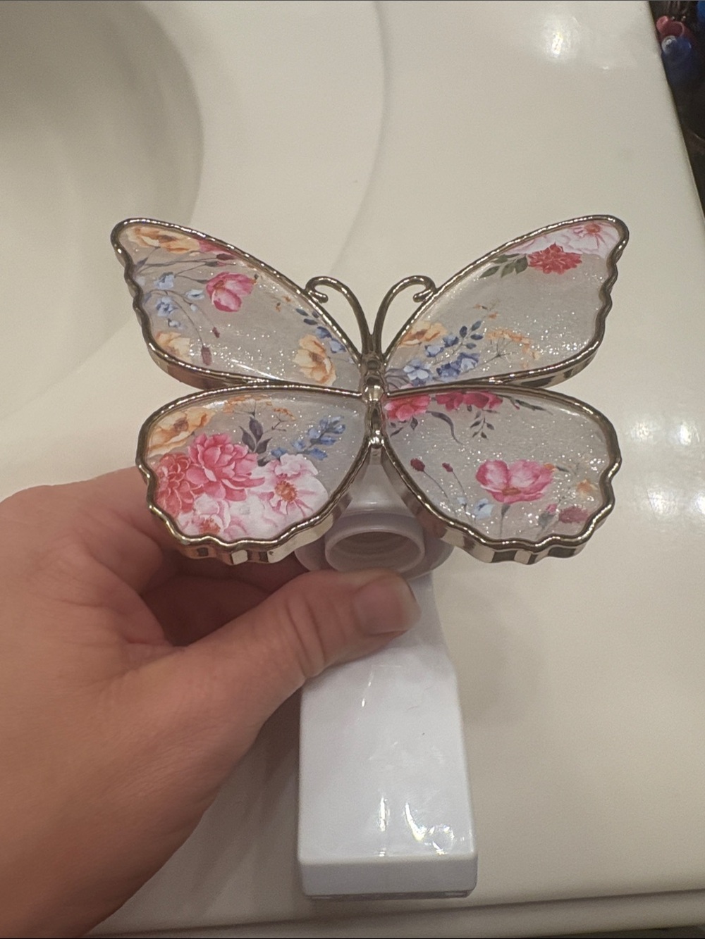 Floral Pink Butterfly Clip-On Accessory